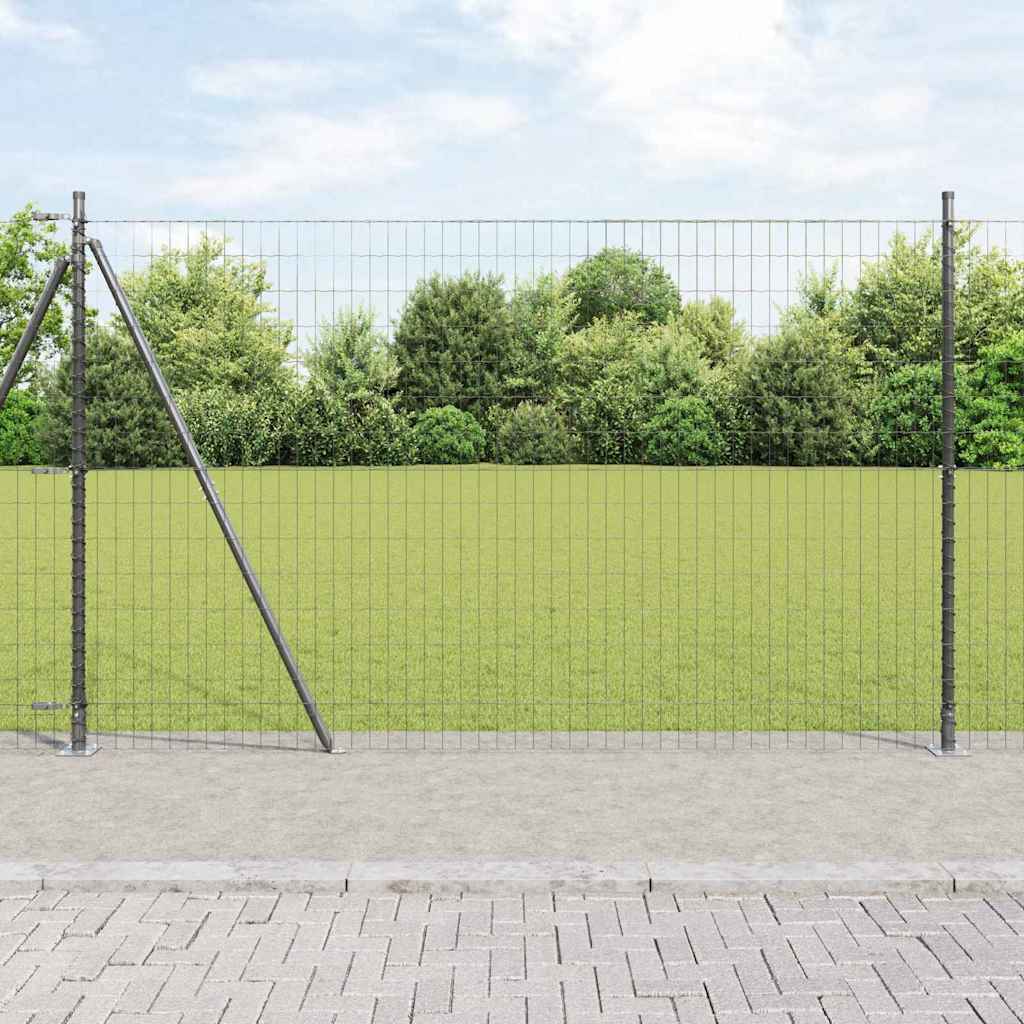 Fence with Post Grey 1.6 x 10 m Steel and PVC