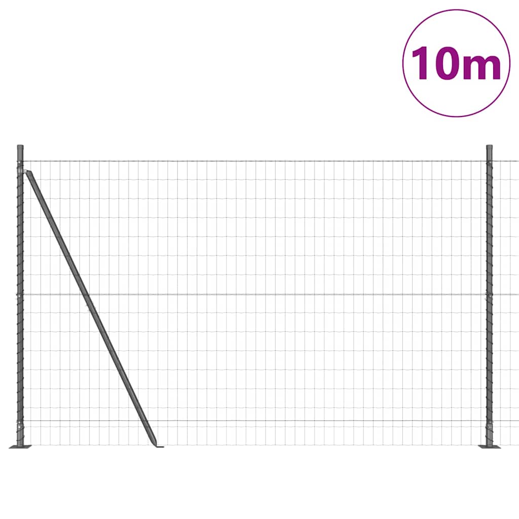 Fence with Post Grey 1.6 x 10 m Steel and PVC