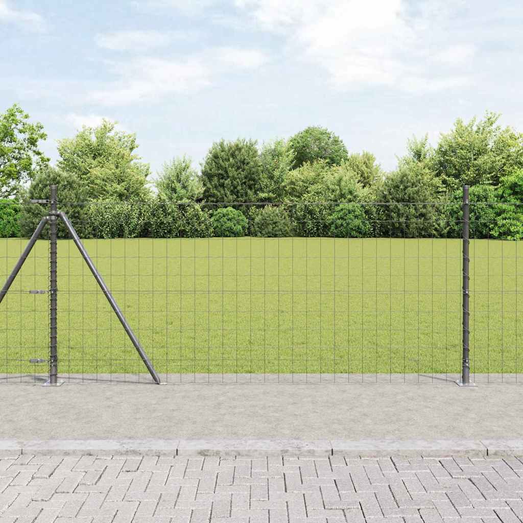 Fence with Post Grey 0.8 x 10 m Steel and PVC