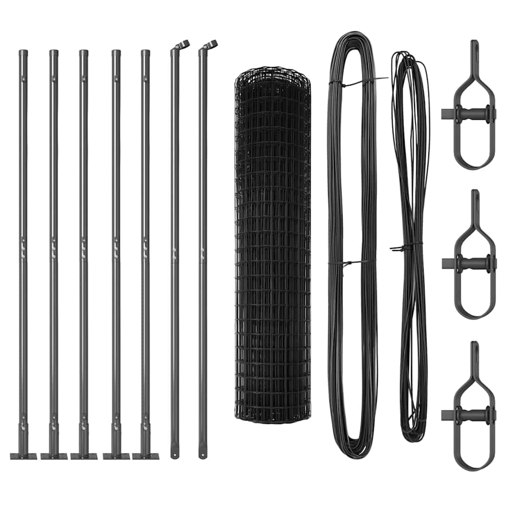 Fence with Post Grey 0.8 x 10 m Steel and PVC