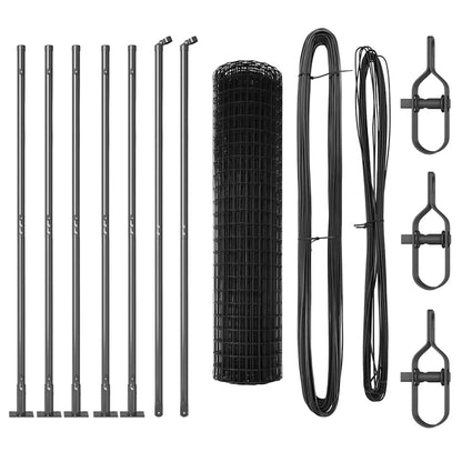 Fence with Post Grey 0.8 x 10 m Steel and PVC