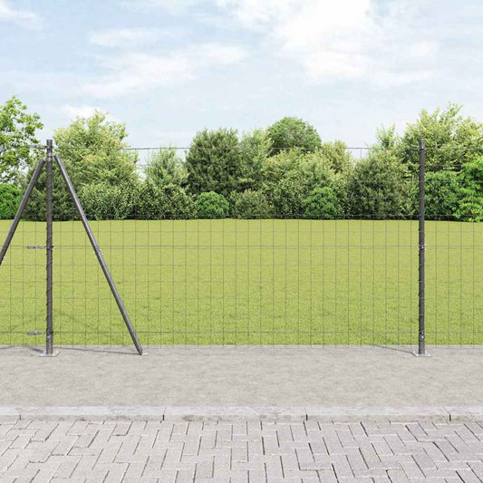 Euro Fence with Concrete Base 10 x 1.2 m PVC-Coated Steel Grey