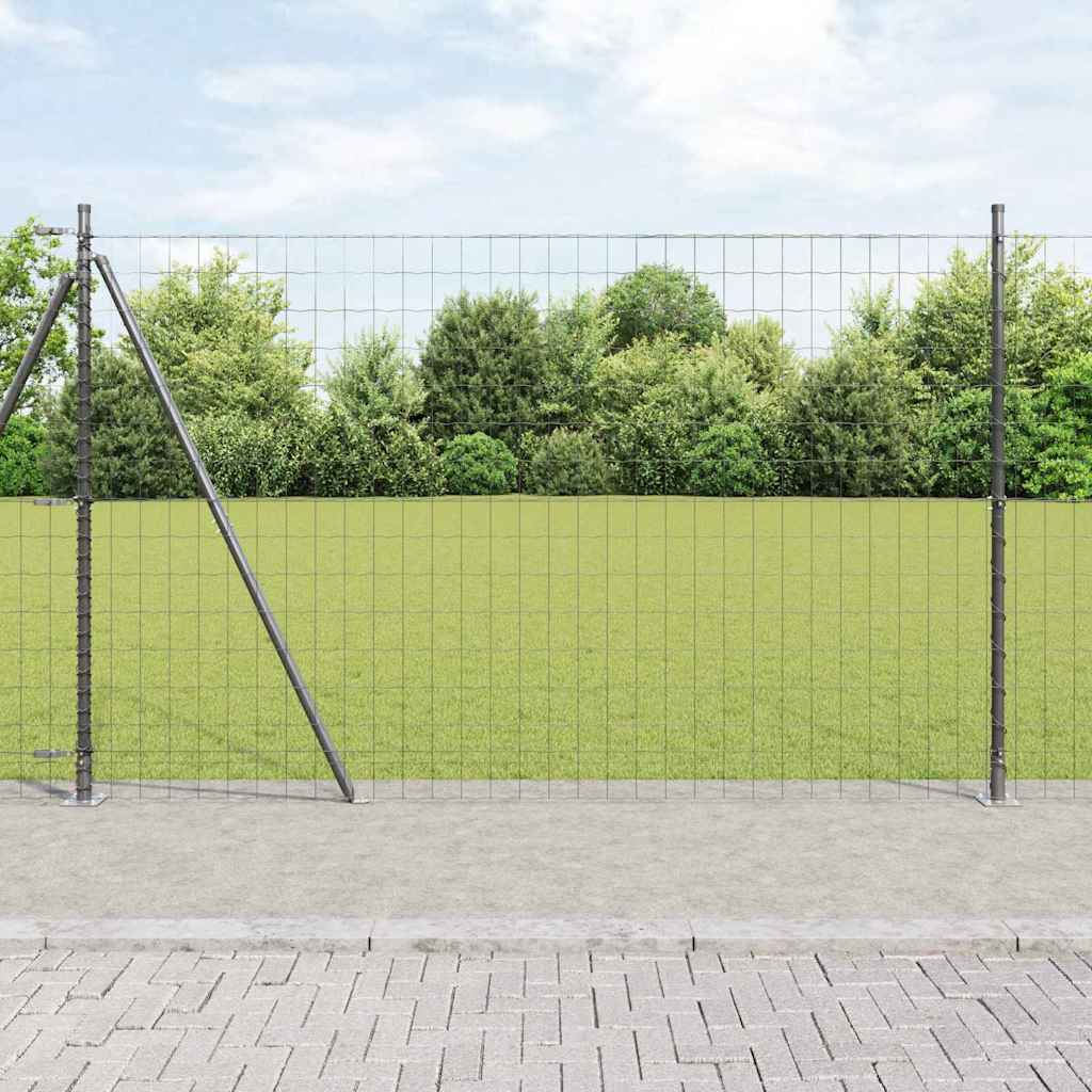 Euro Fence with Concrete Base 10 x 1.4 m PVC-Coated Steel Grey
