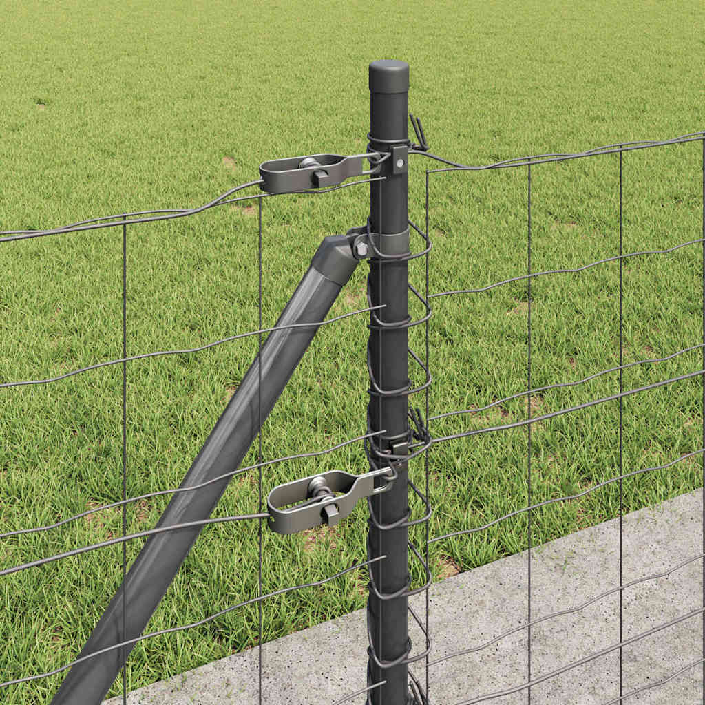 Fence with Post Grey 0.4 x 10 m Steel and PVC