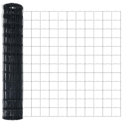 Euro Fence with Concrete Base 10 x 0.8 m PVC-Coated Steel Grey