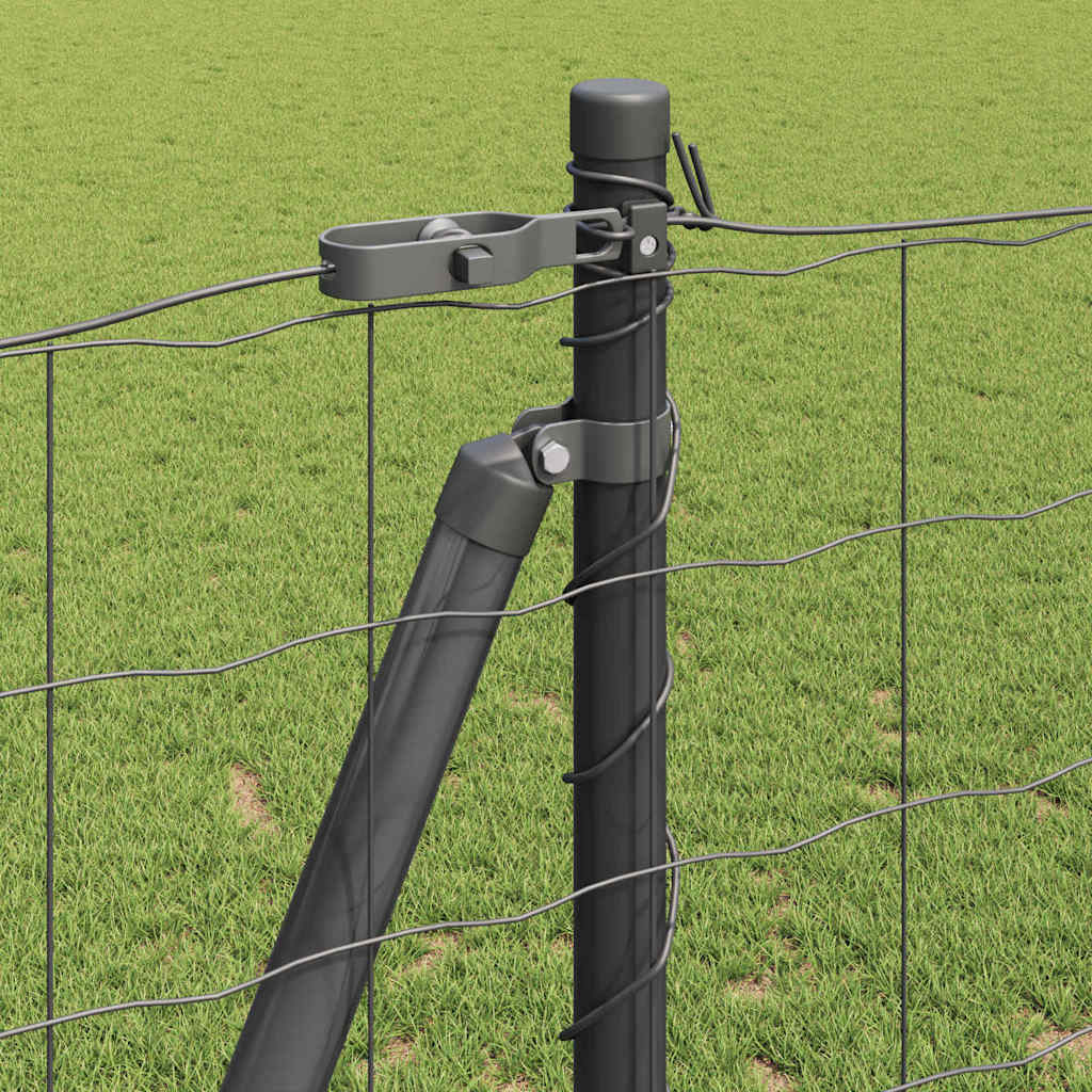 Euro Fence with Concrete Base 10 x 1.2 m PVC-Coated Steel Grey