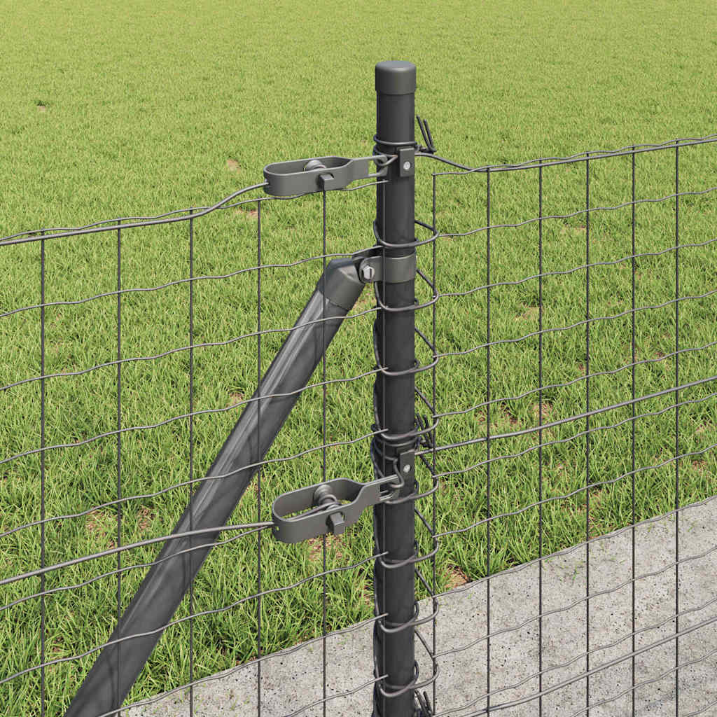 Fence with Post Grey 0.4 x 25 m Steel and PVC