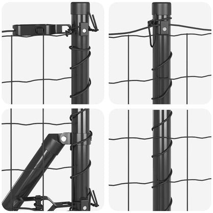 Fence with Post Grey 1 x 25 m Steel and PVC