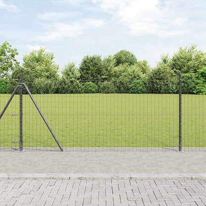 Fence with Post Grey 1 x 25 m Steel and PVC