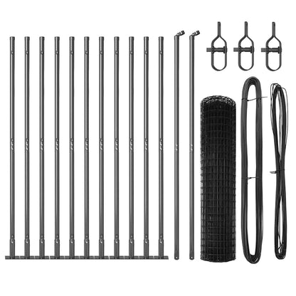 Fence with Post Grey 1 x 25 m Steel and PVC