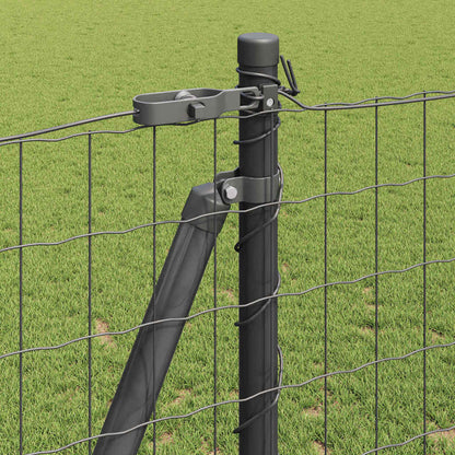 Euro Fence with Concrete Base 25 x 1.2 m PVC-Coated Steel Grey