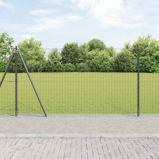 Euro Fence with Concrete Base 25 x 1.2 m PVC-Coated Steel Grey