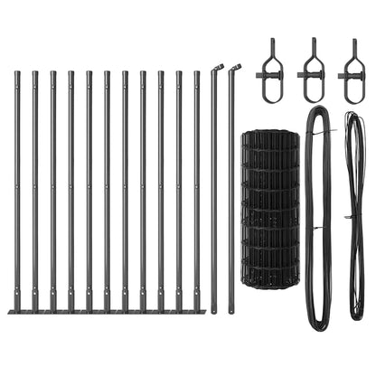 Fence with Post Grey 0.4 x 25 m Steel and PVC