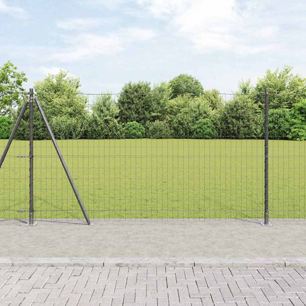 Fence with Post Grey 1.2 x 25 m Steel and PVC