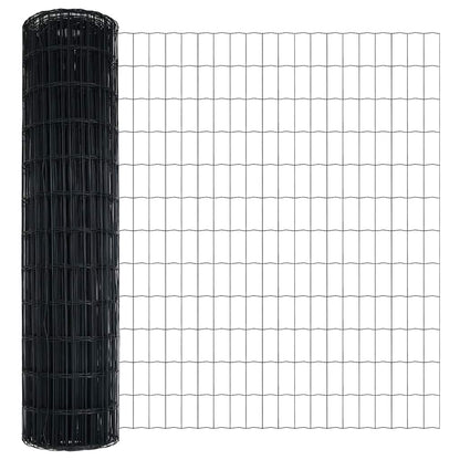 Fence with Post Grey 1.2 x 25 m Steel and PVC