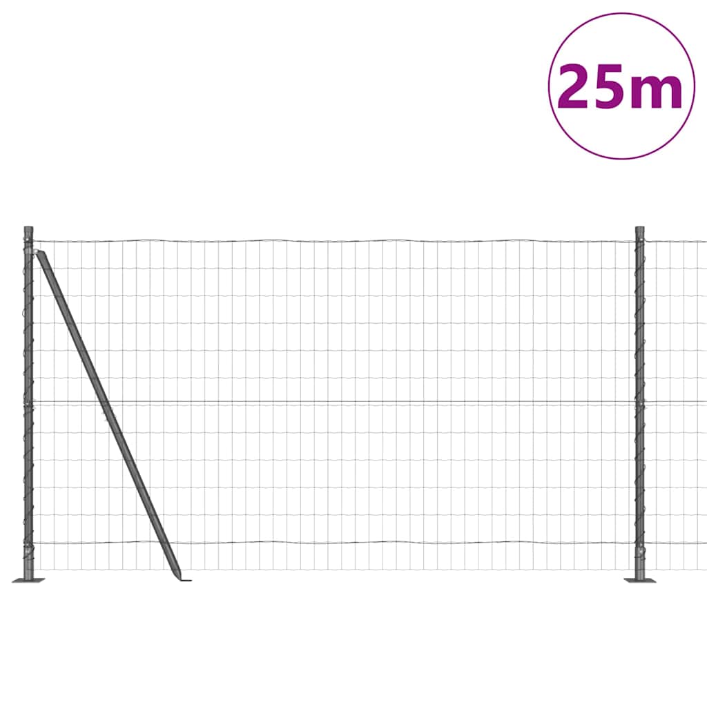 Fence with Post Grey 1.2 x 25 m Steel and PVC