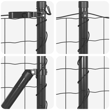 Fence with Post Grey 1 x 25 m Steel and PVC