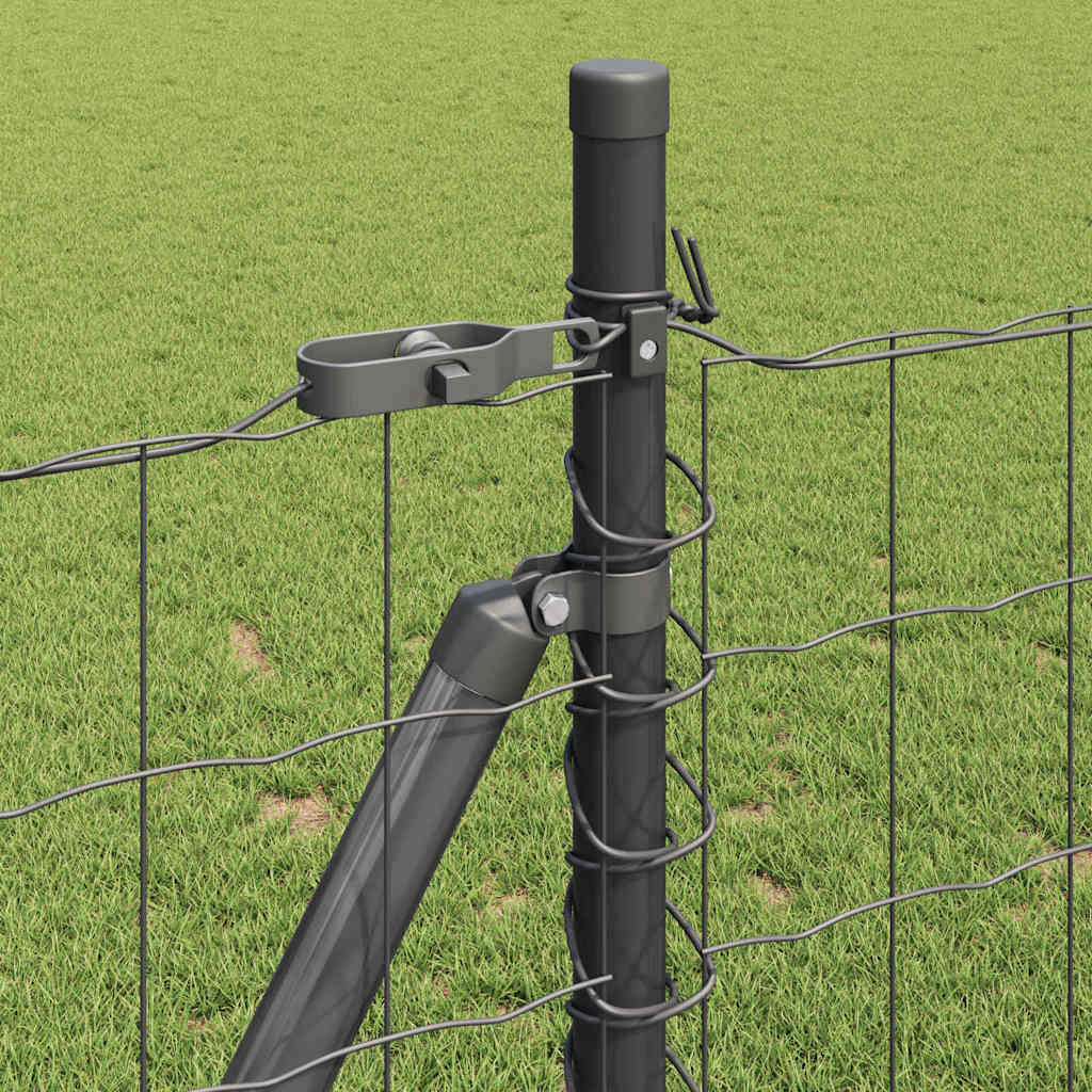 Fence with Post Grey 1 x 25 m Steel and PVC