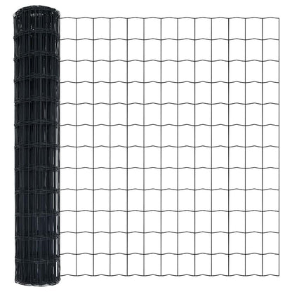 Fence with Post Grey 1 x 25 m Steel and PVC