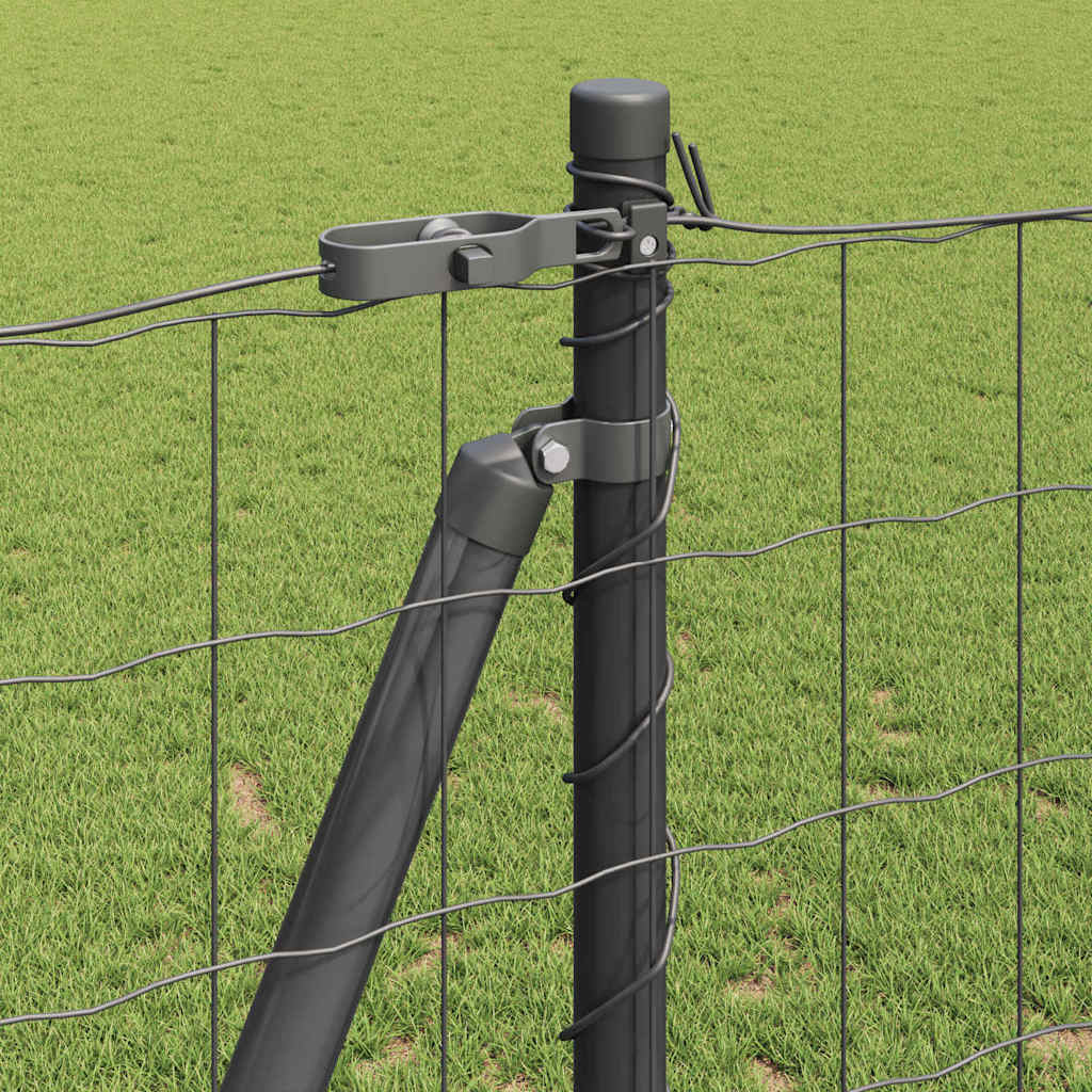 Fence with Post Grey 1.2 x 25 m Steel and PVC