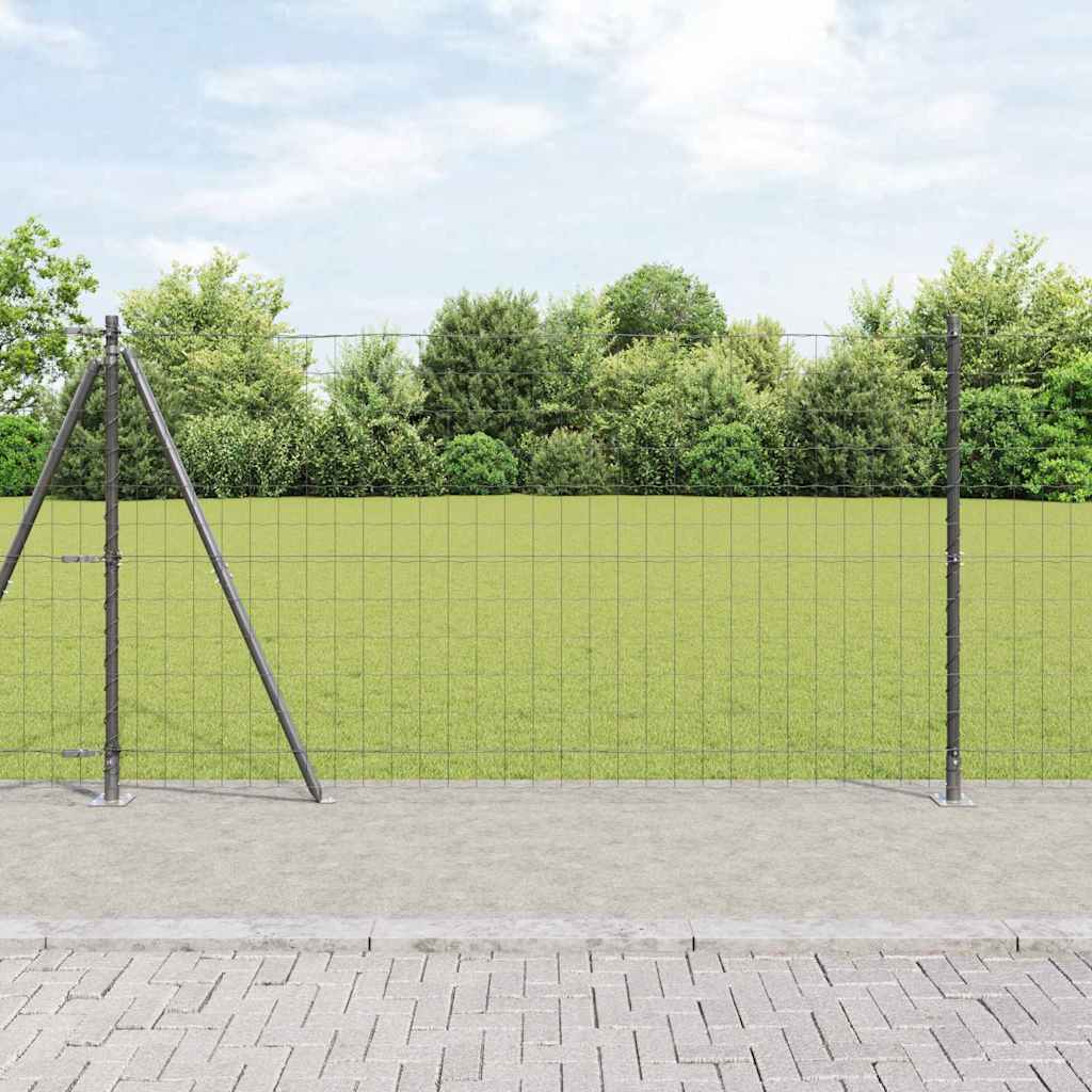 Fence with Post Grey 1.2 x 25 m Steel and PVC