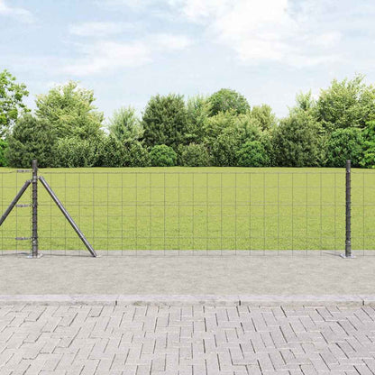 Fence with Post Grey 0.6 x 25 m Steel and PVC