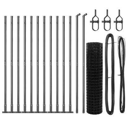 Euro Fence with Concrete Base 25 x 1.2 m PVC-Coated Steel Grey