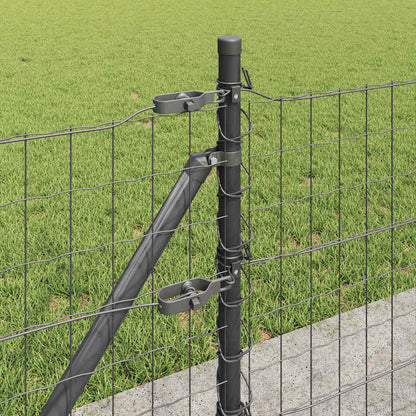 Euro Fence with Concrete Base 50 x 0.4 m PVC-Coated Steel Grey