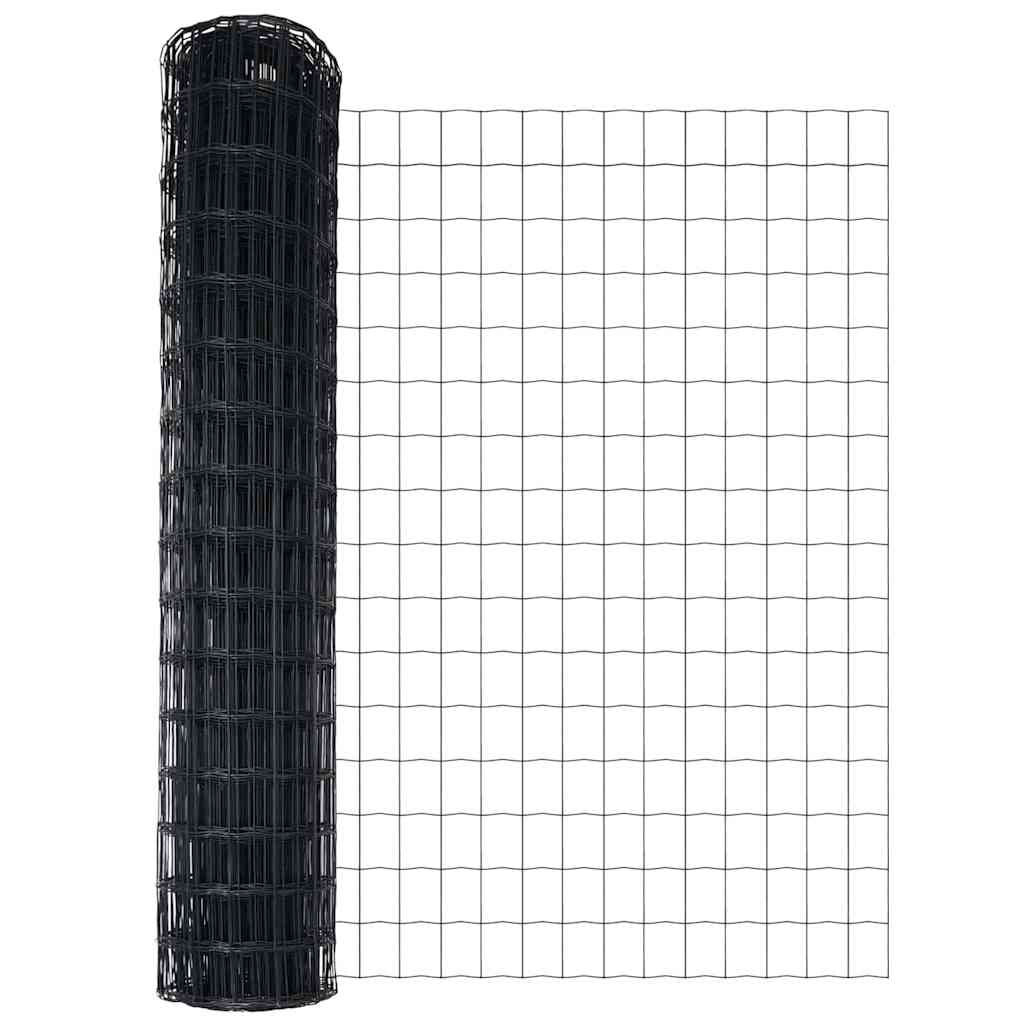 Euro Fence with Concrete Base 10 x 1.2 m PVC-Coated Steel Grey
