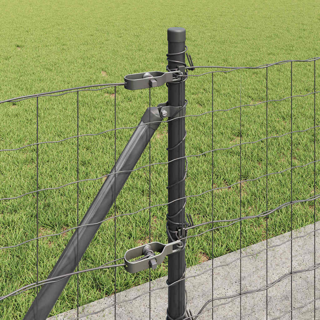Fence with Post Grey 0.4 x 25 m Steel and PVC