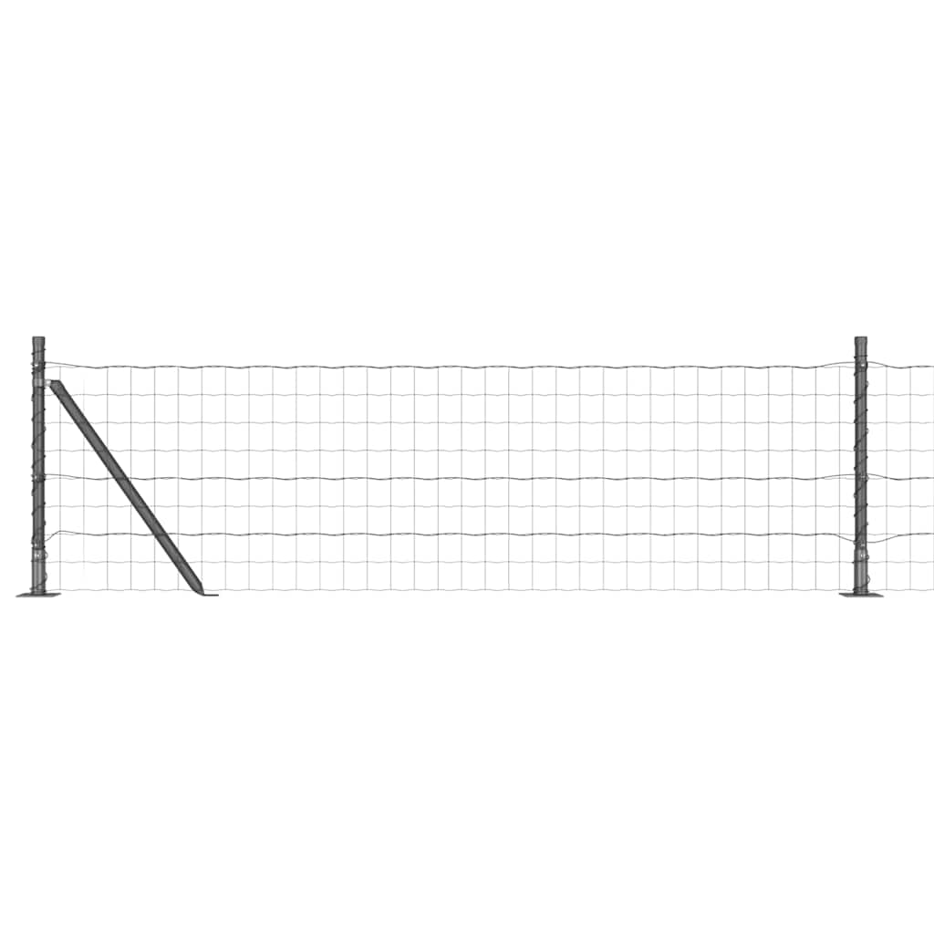 Fence with Post Grey 0.4 x 25 m Steel and PVC