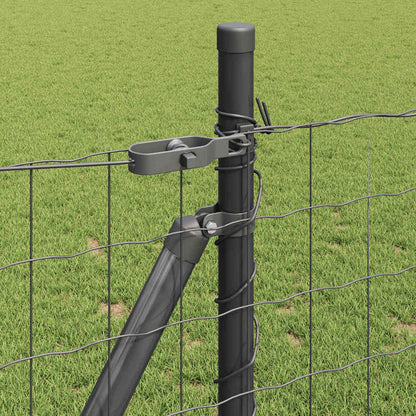 Euro Fence with Concrete Base 25 x 0.8 m PVC-Coated Steel Grey