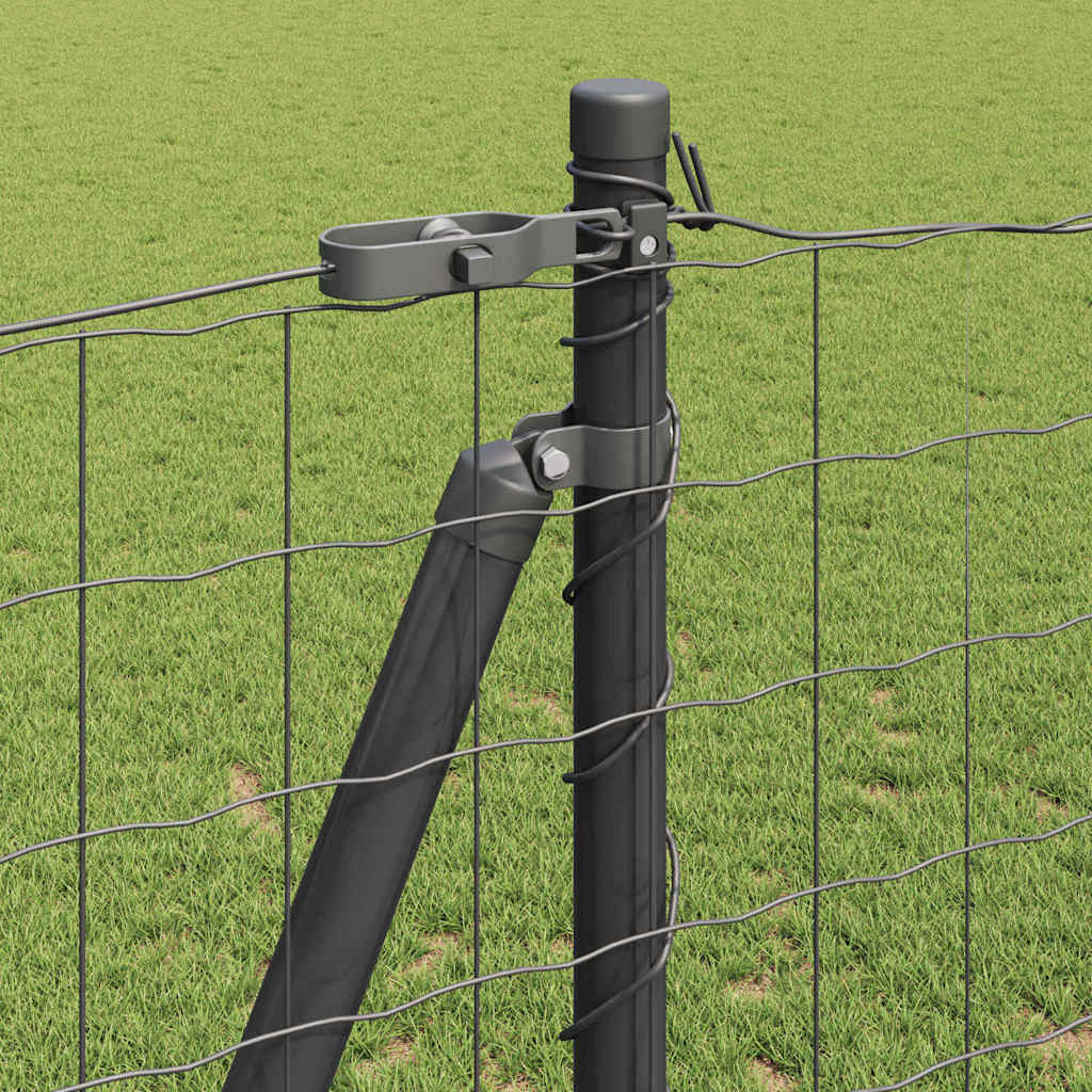 Euro Fence with Concrete Base 25 x 1.2 m PVC-Coated Steel Grey