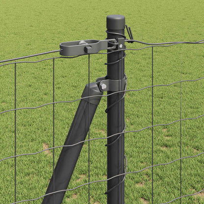 Euro Fence with Concrete Base 25 x 1.2 m PVC-Coated Steel Grey