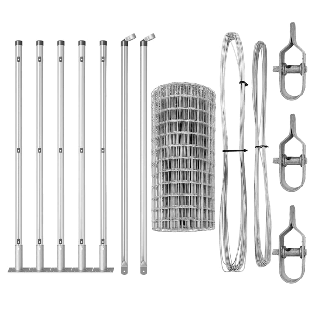 Outdoor Euro Fence with Concrete Base 10 x 0.4 m Silver Mesh