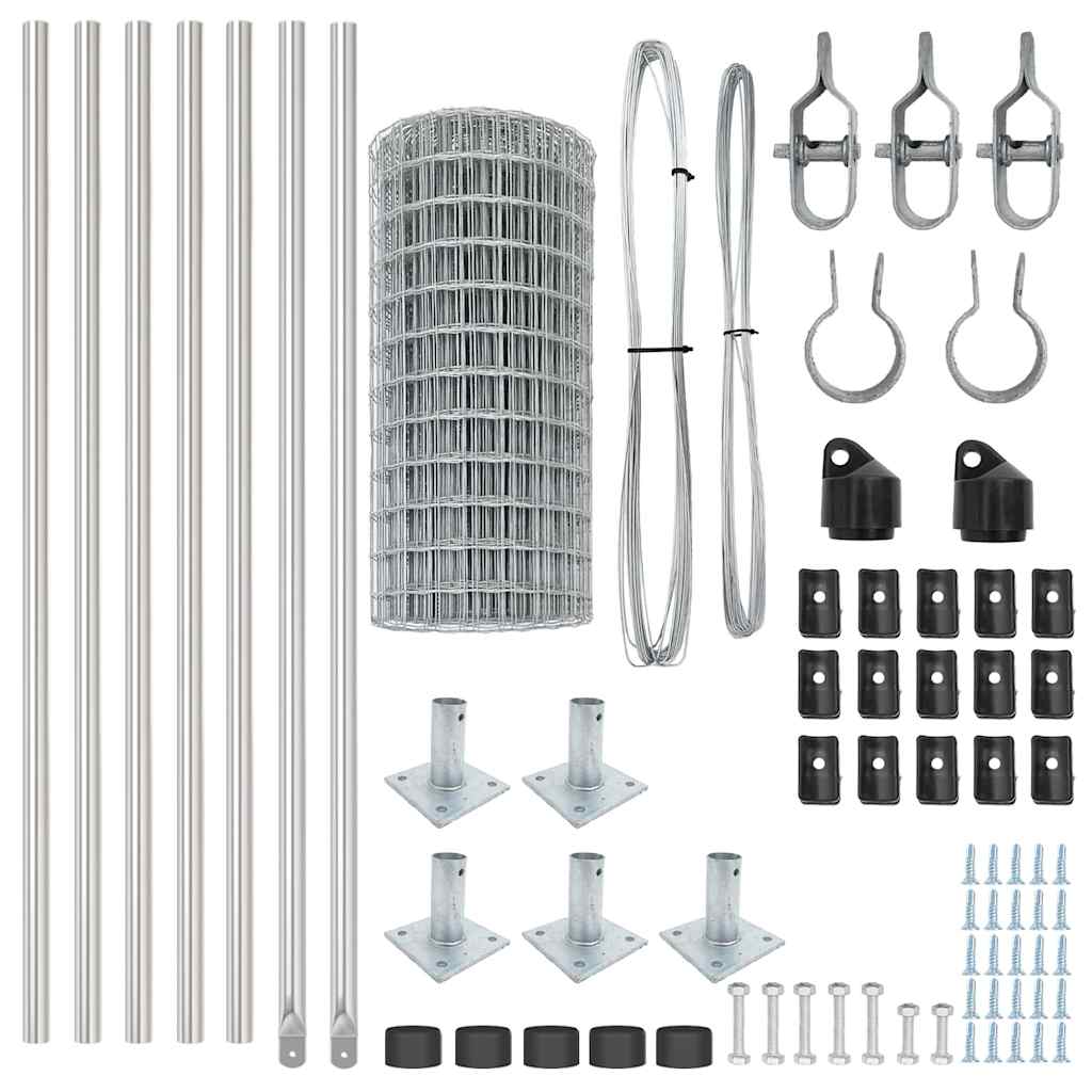 Outdoor Euro Fence with Concrete Base 10 x 0.4 m Silver Mesh