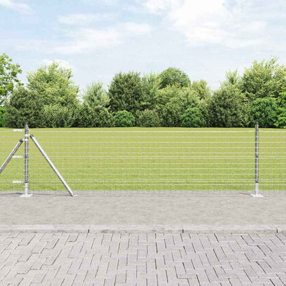 Outdoor Euro Fence with Concrete Base 10 x 0.6 m Silver Mesh