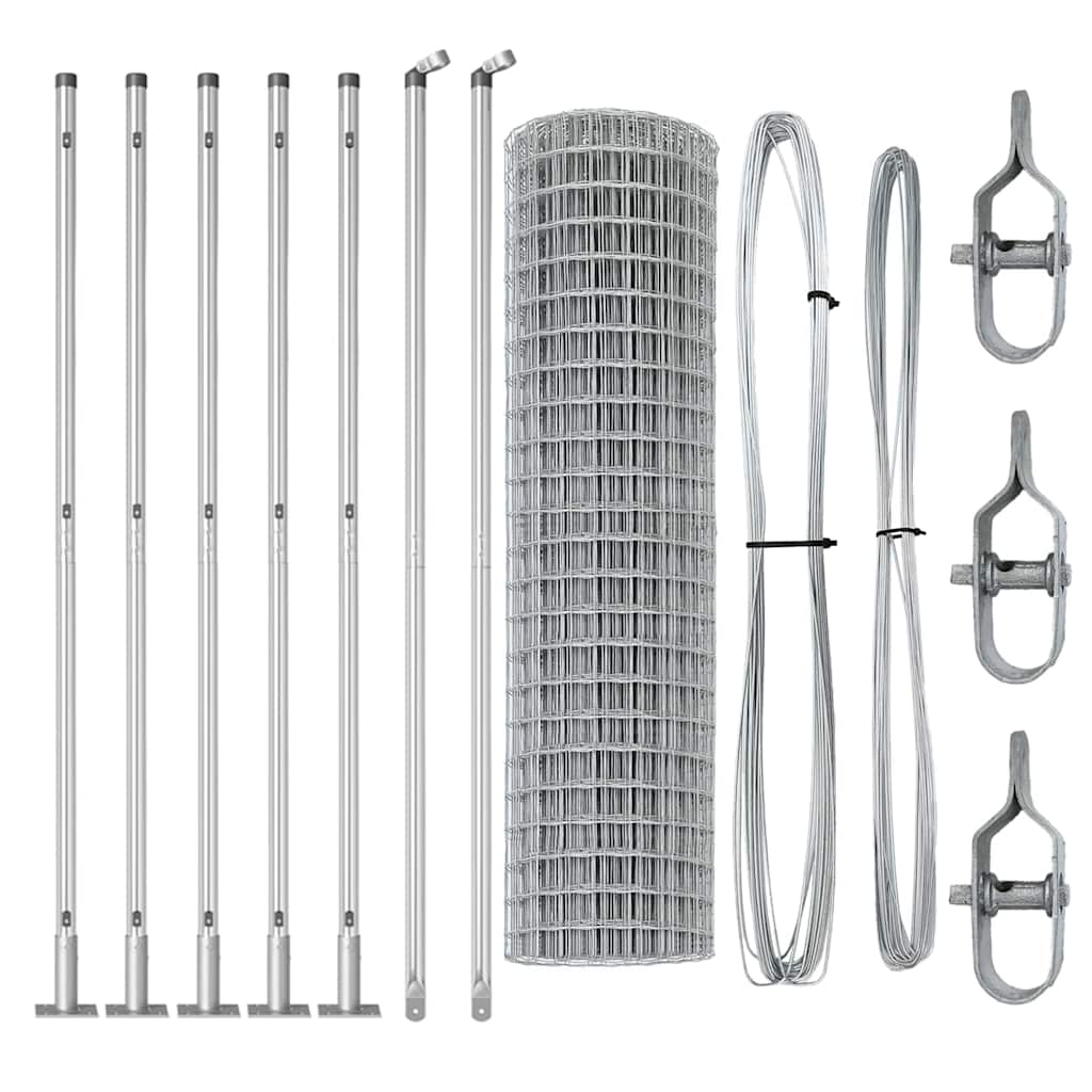 Outdoor Euro Fence with Concrete Base 10 x 0.8 m Silver Mesh