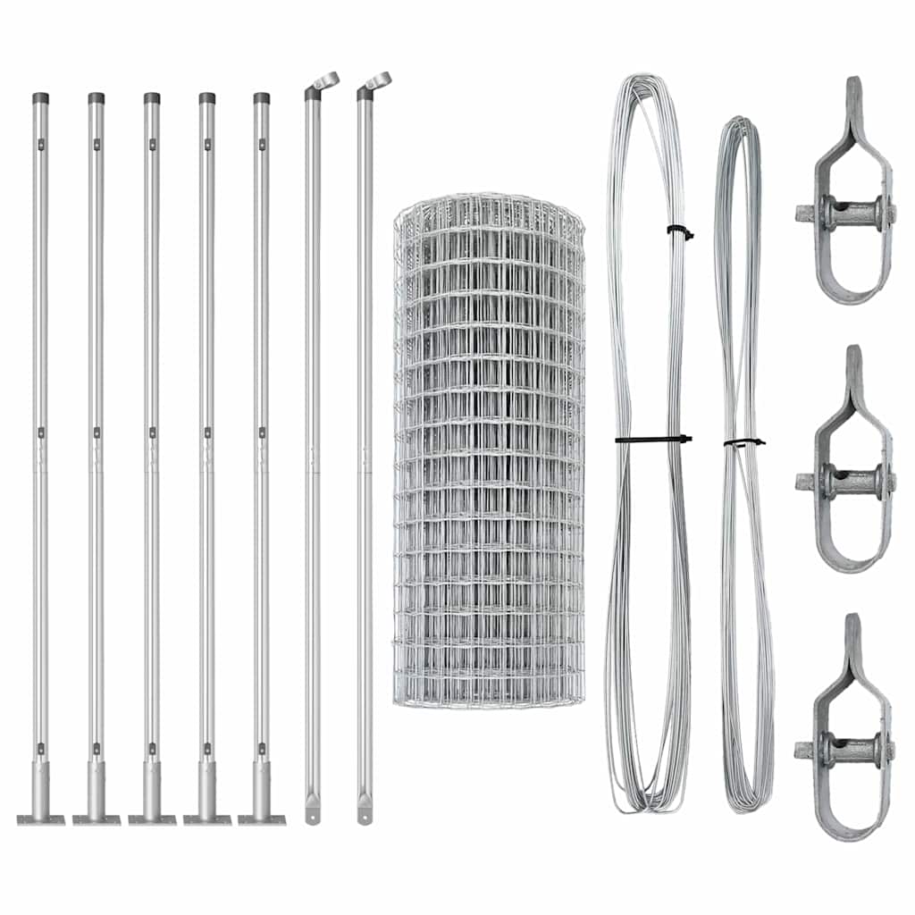 Euro Fence with Concrete Base 10 x 1.4 m Galvanised Steel Mesh