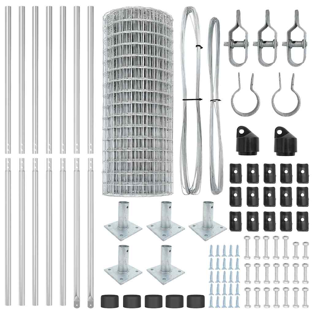 Euro Fence with Concrete Base 10 x 1.4 m Galvanised Steel Mesh