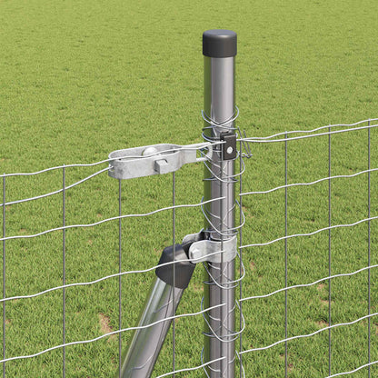 Outdoor Euro Fence with Concrete Base 10 x 1.5 m Silver Mesh