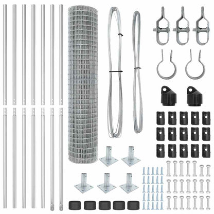 Outdoor Euro Fence with Concrete Base 10 x 1.5 m Silver Mesh