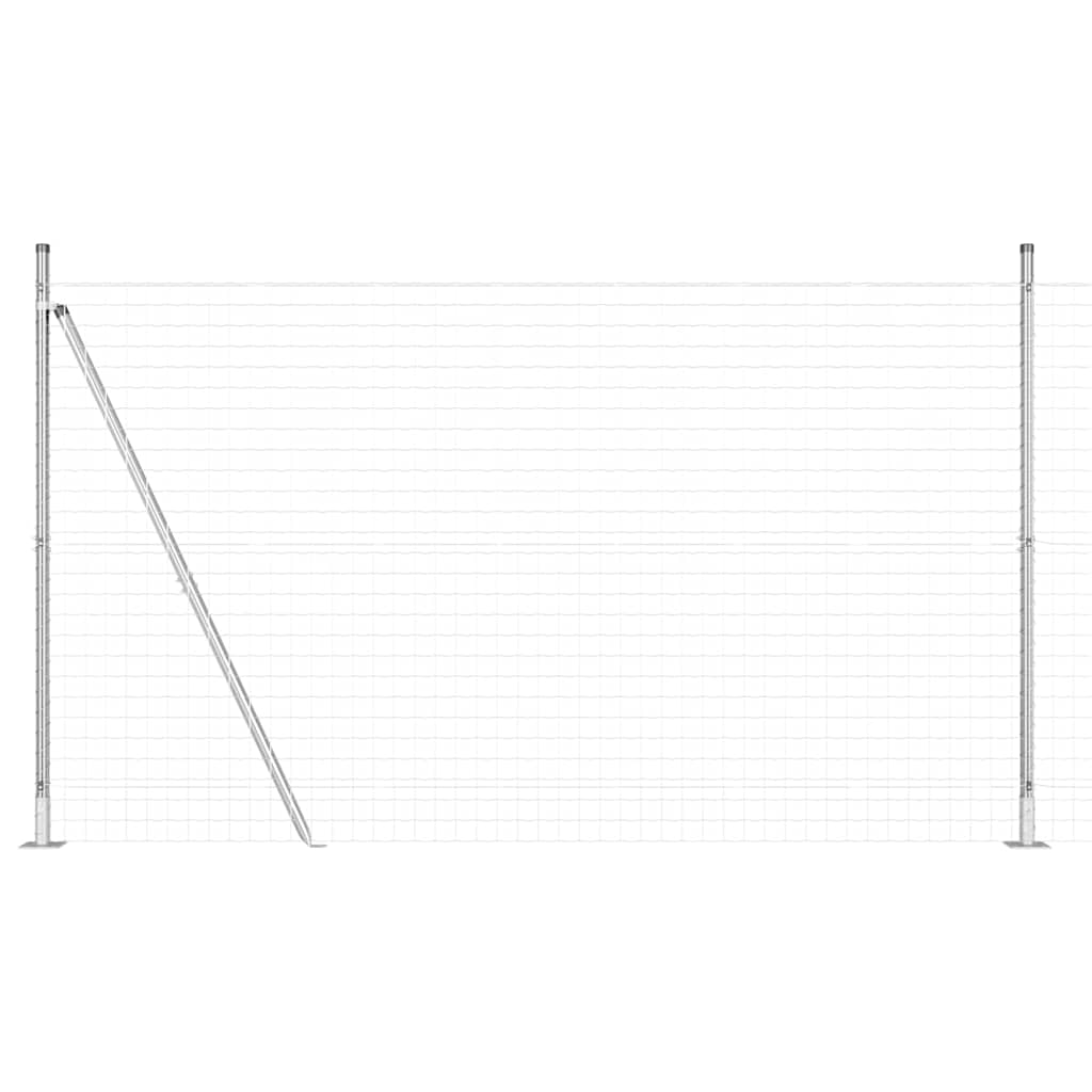 Outdoor Euro Fence with Concrete Base 10 x 1.6 m Silver Mesh
