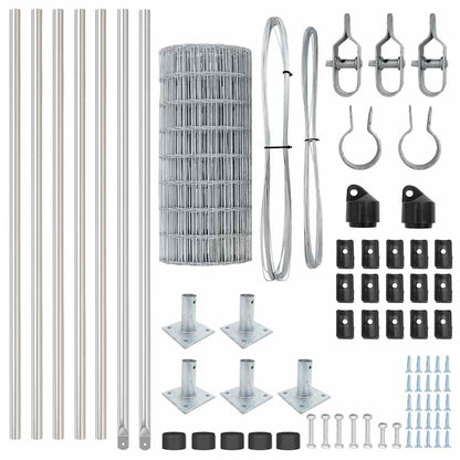 Outdoor Euro Fence with Concrete Base 10 x 0.4 m Silver Mesh