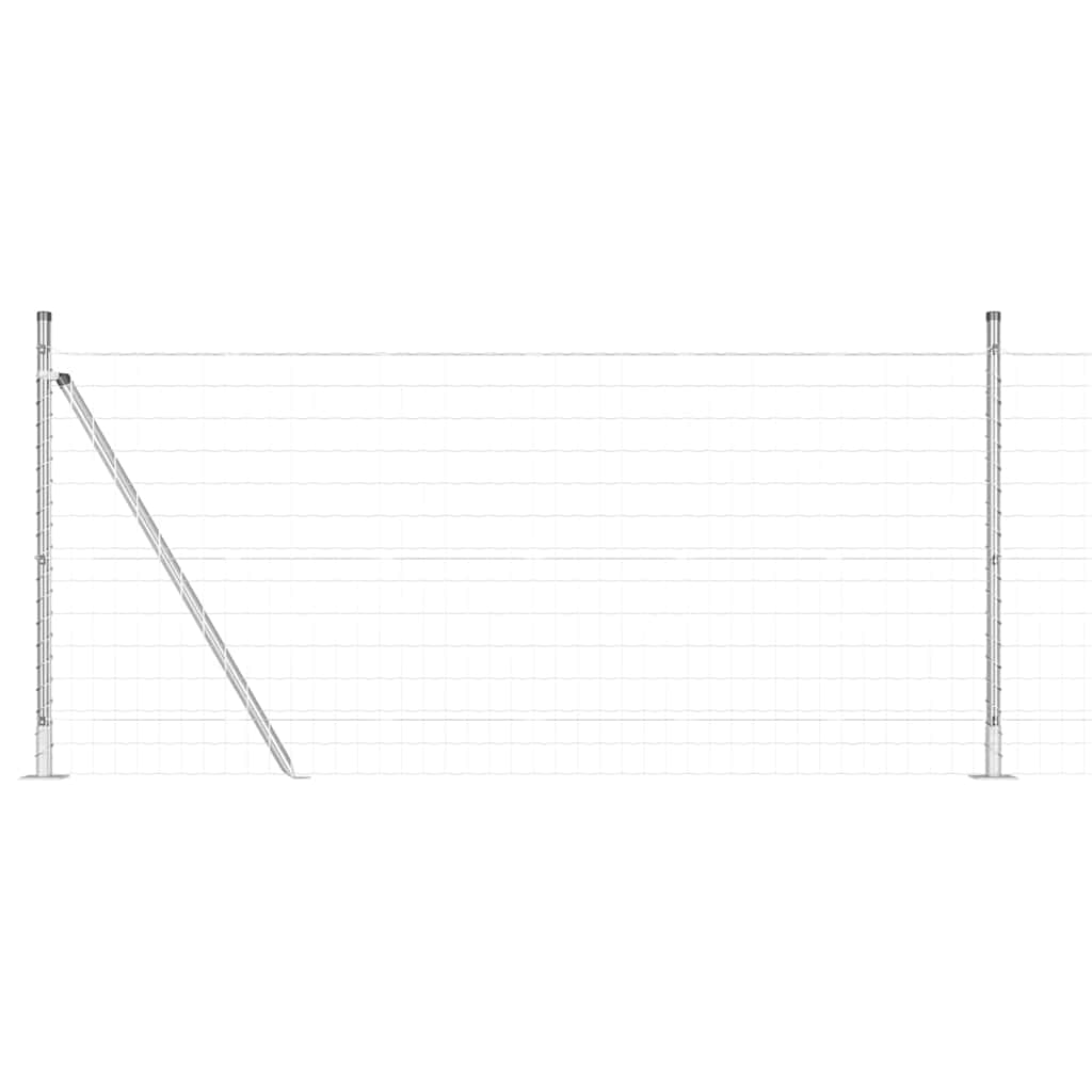 Fence with Post Silver 0.8 x 10 m Steel