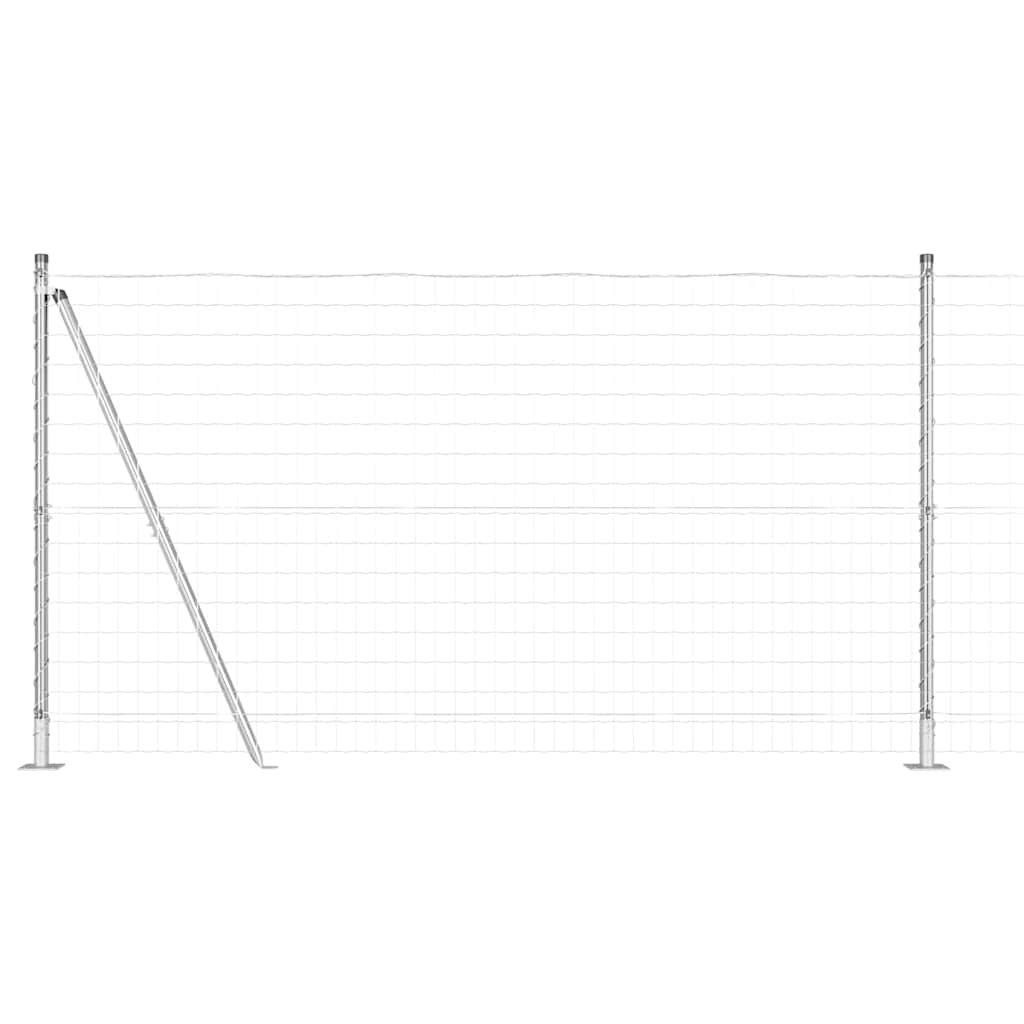 Outdoor Euro Fence with Concrete Base 10 x 1.2 m Silver Mesh