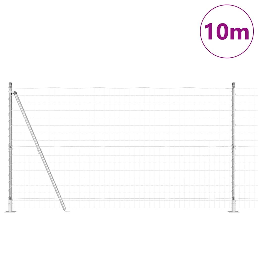 Outdoor Euro Fence with Concrete Base 10 x 1.2 m Silver Mesh