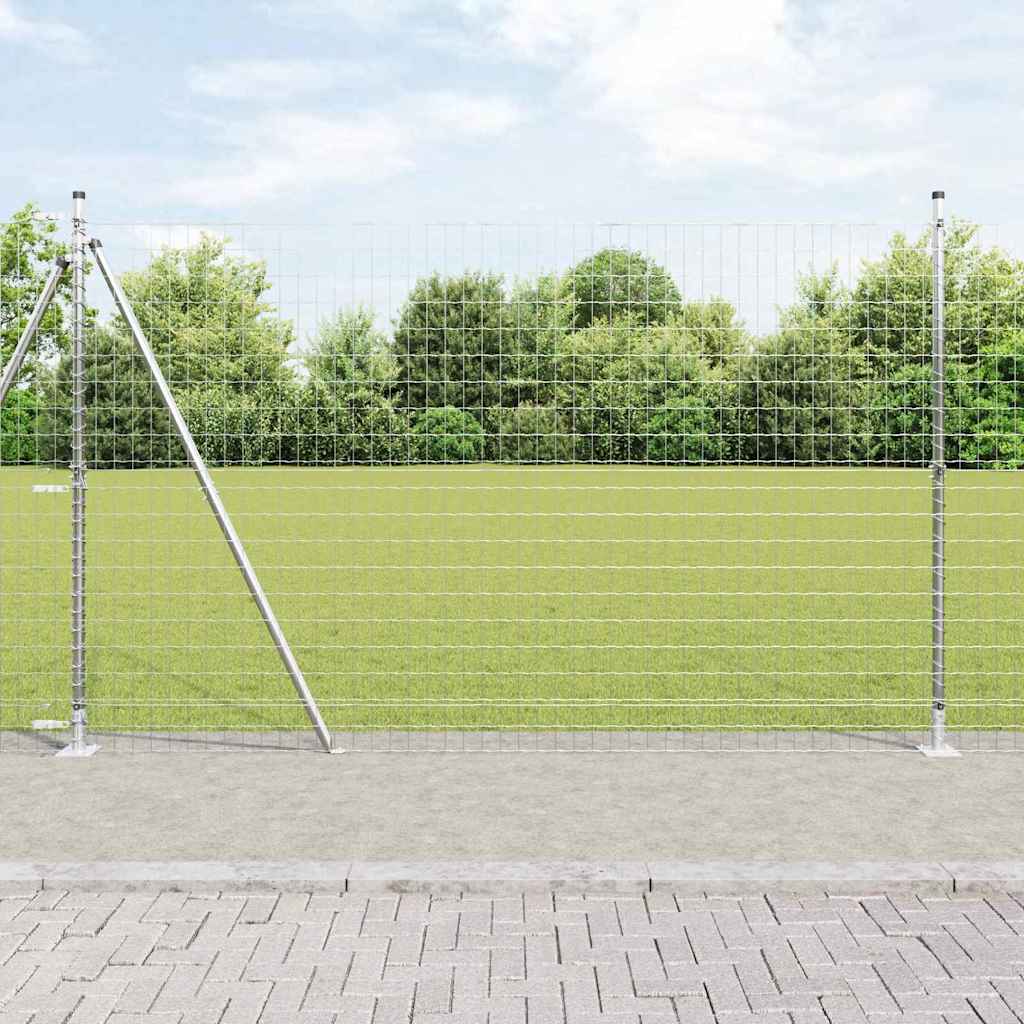 Outdoor Euro Fence with Concrete Base 10 x 1.4 m Silver Mesh