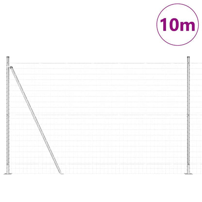 Outdoor Euro Fence with Concrete Base 10 x 1.4 m Silver Mesh