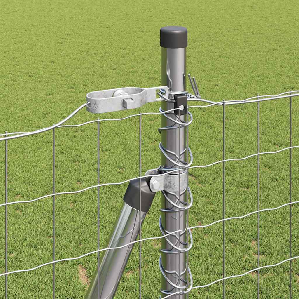 Outdoor Euro Fence with Concrete Base 10 x 1.5 m Silver Mesh